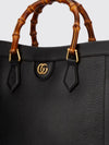 diana grained leather tote bag with bamboo handles