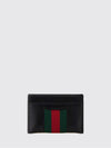 smooth leather card holder with horsebit detail and gold-tone hardware
