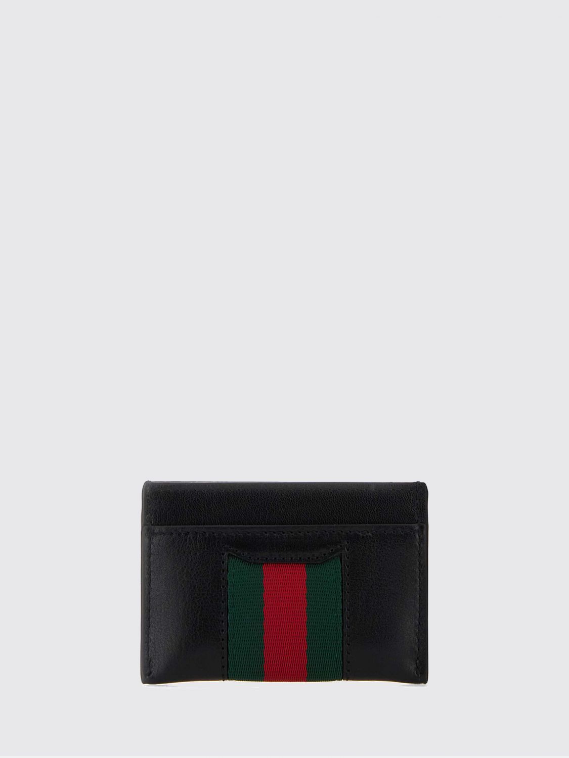 smooth leather card holder with horsebit detail and gold-tone hardware