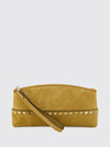 rockstud suede clutch with studs and wrist strap