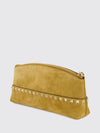 rockstud suede clutch with studs and wrist strap