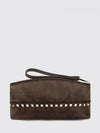 rockstud suede clutch with studs and wrist strap