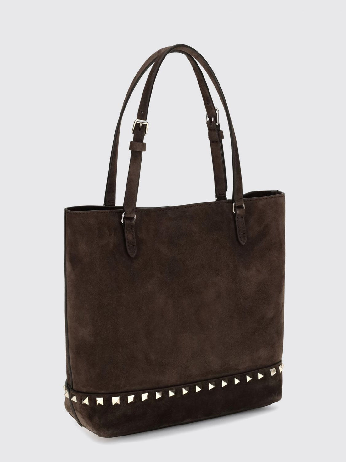 VALENTINO GARAVANI OS small rockstud suede tote bag with studs and embroidery