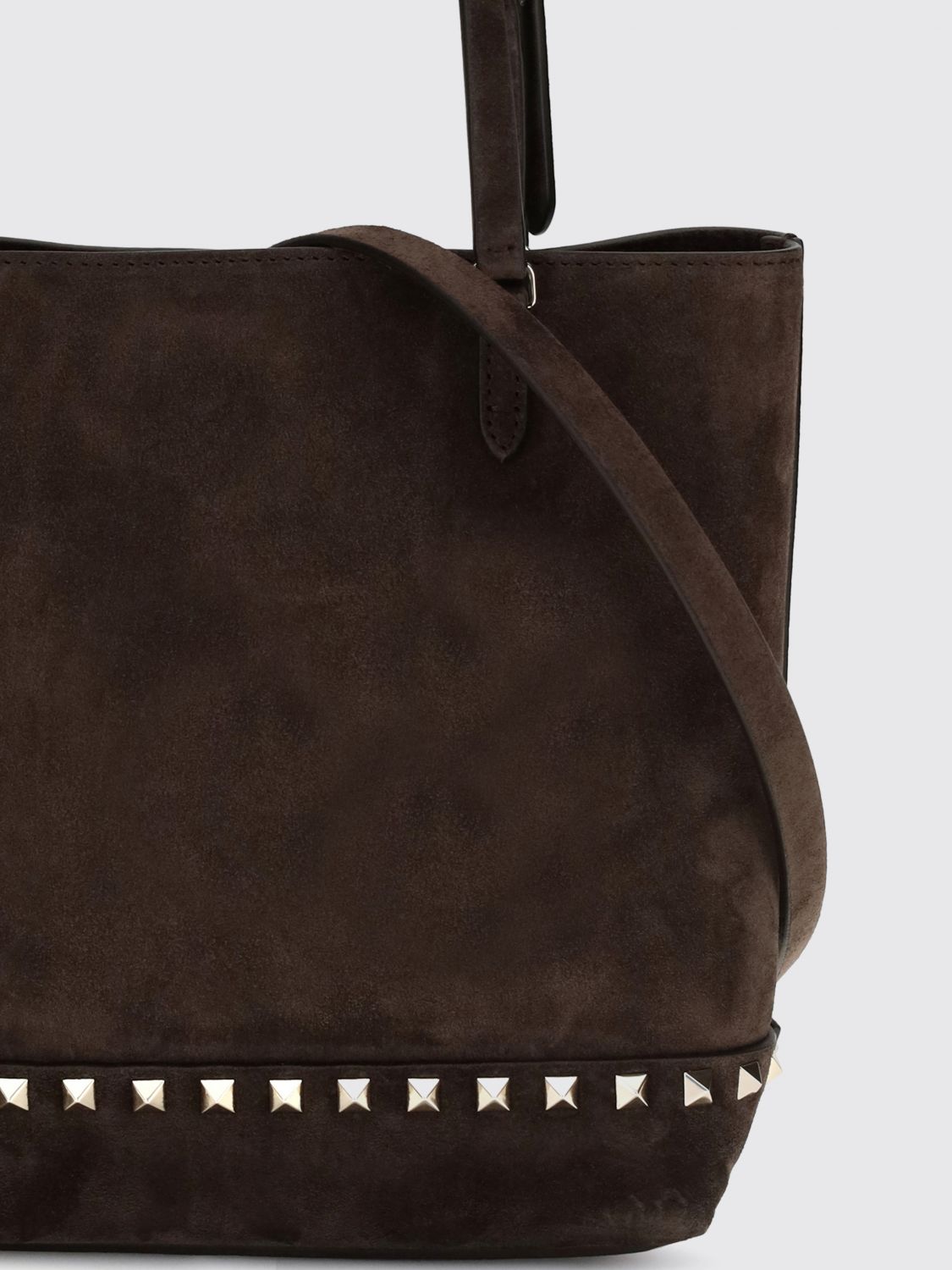 small rockstud suede tote bag with studs and embroidery