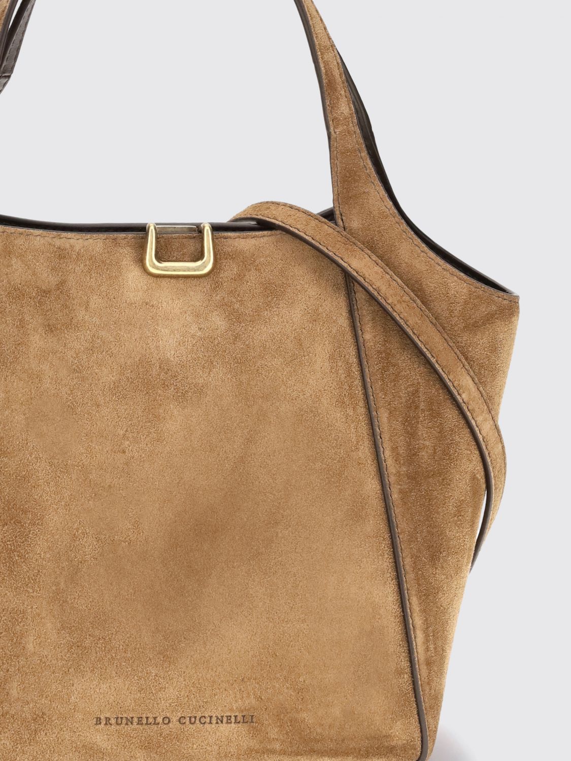 small suede handbag with double handle and removable strap