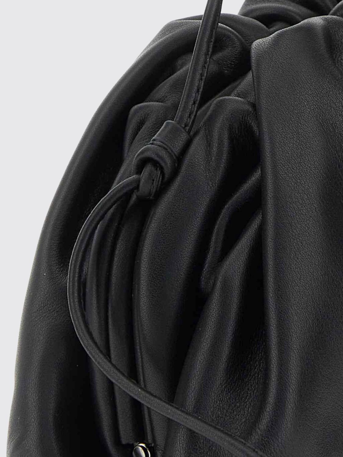 draped calfskin leather mini bag with a thin shoulder strap