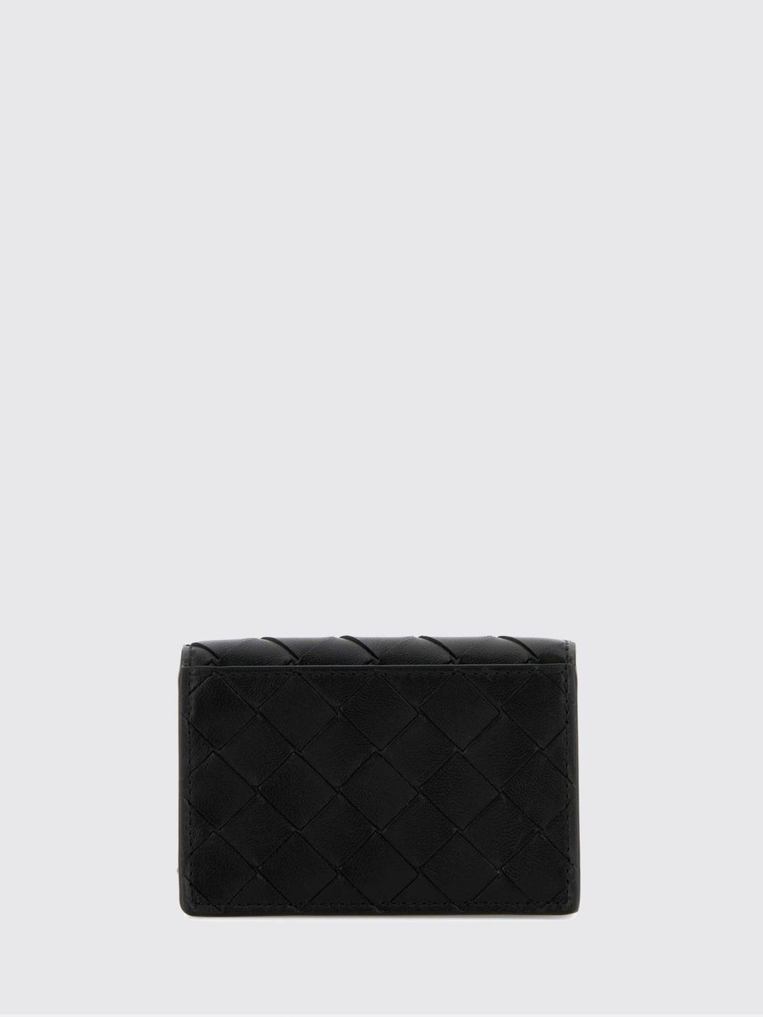 BOTTEGA VENETA OS bifold woven lambskin card holder with snap button