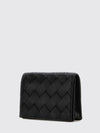 bifold woven lambskin card holder with snap button