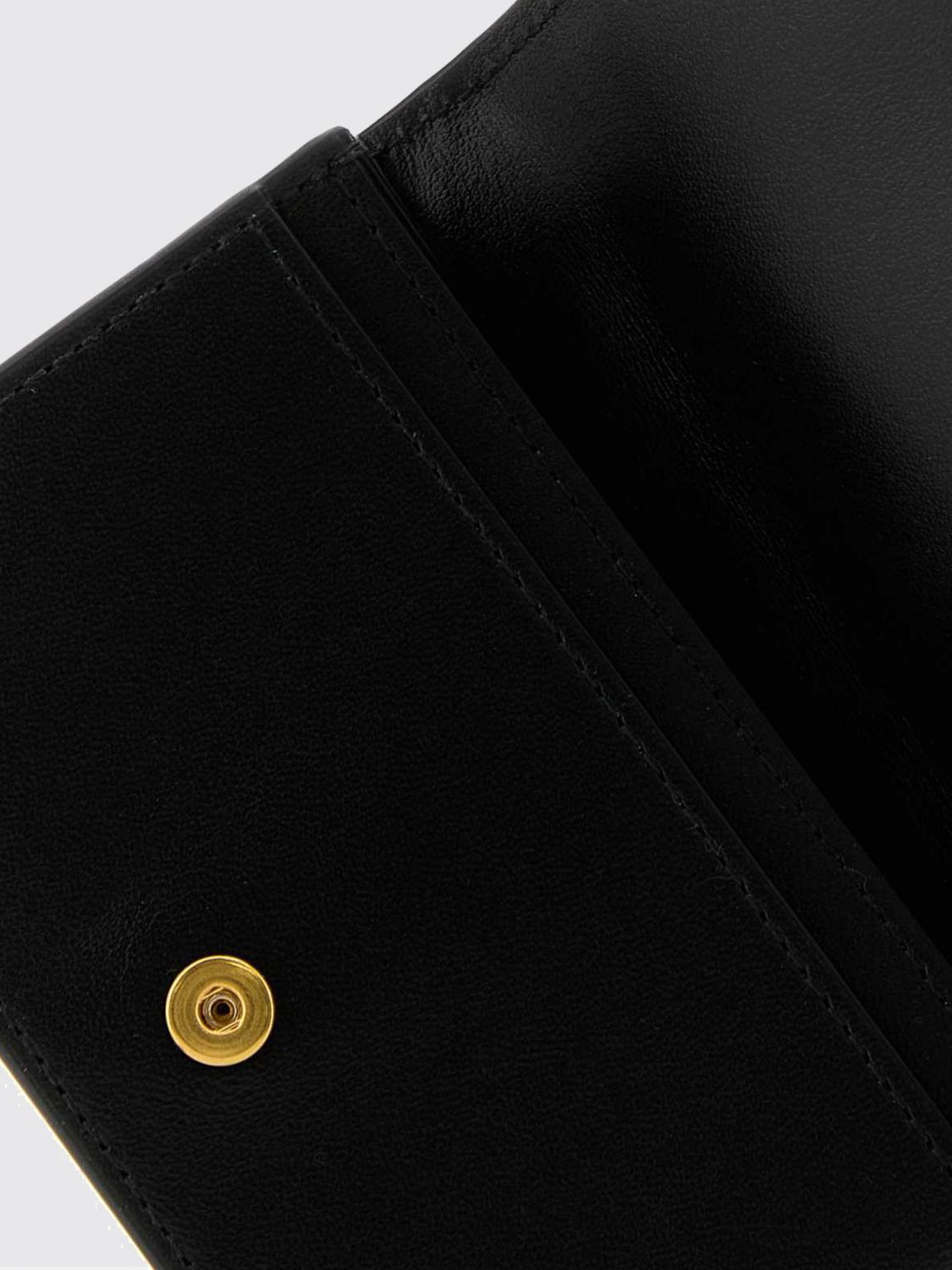 bifold woven lambskin card holder with snap button