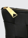 rectangular clutch in intrecciato lambskin with zip closure