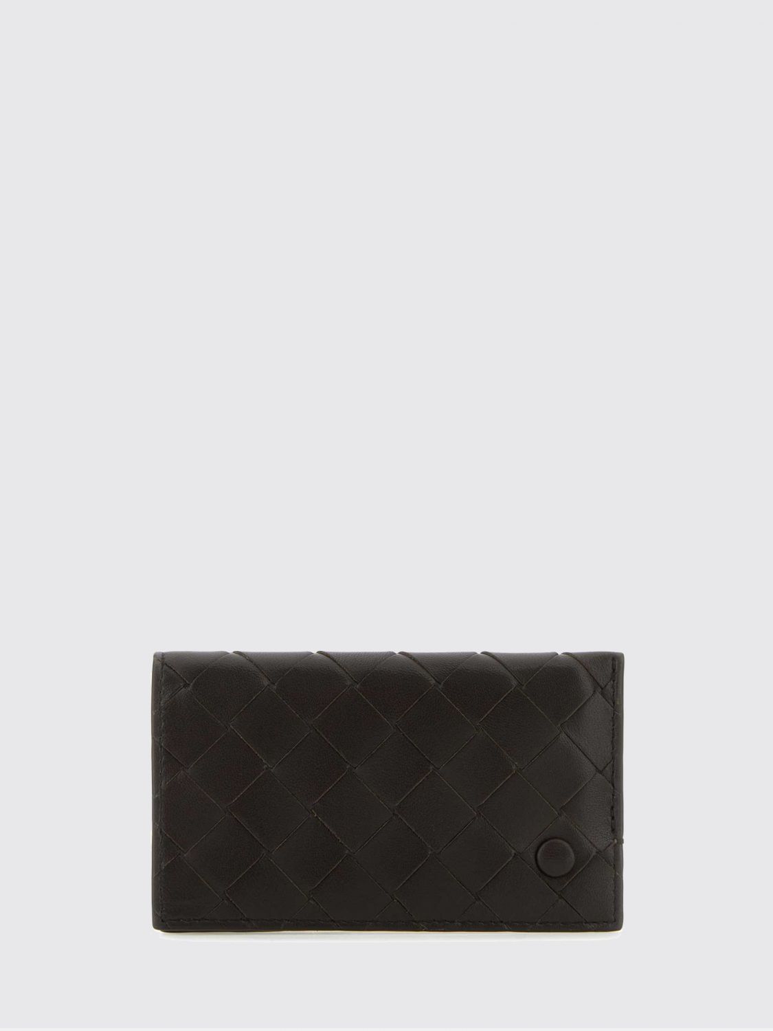 woven nappa leather card holder with removable mirror