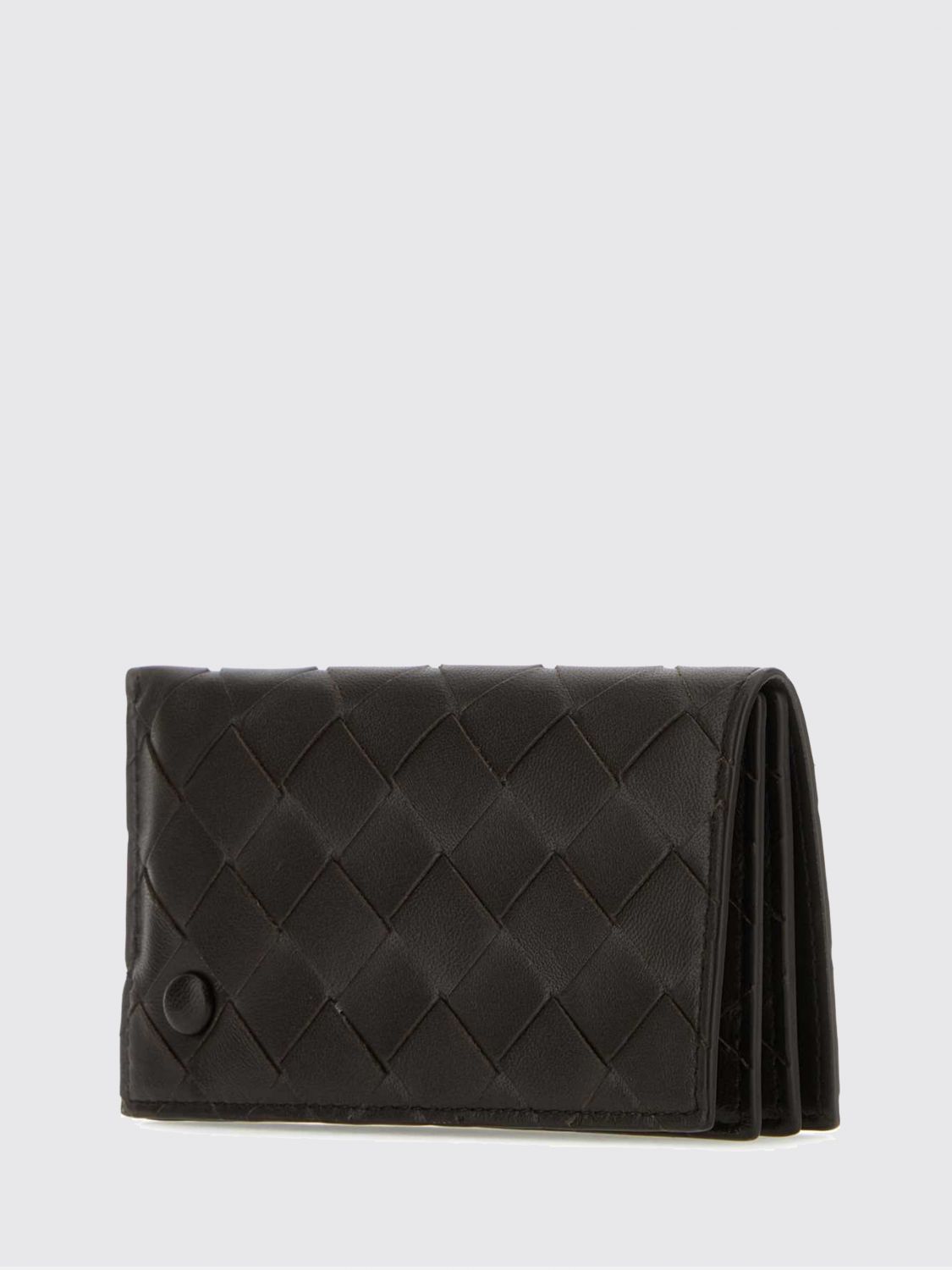 woven nappa leather card holder with removable mirror