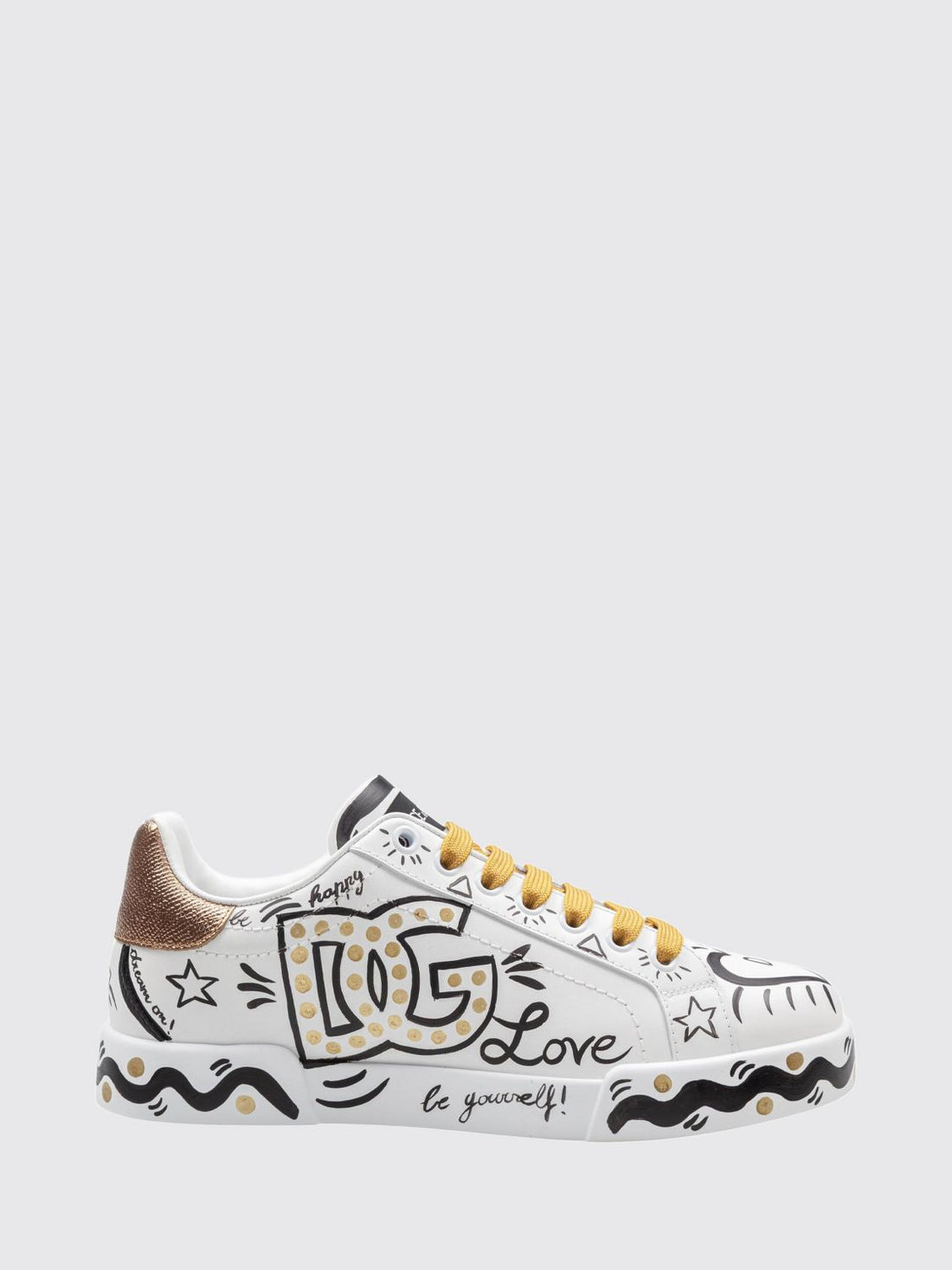 DOLCE &amp; GABBANA 36 portofino low-top sneakers in calfskin with dg monogram print
