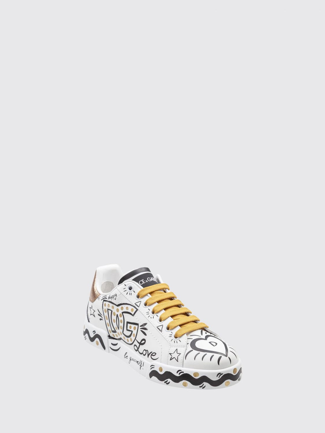 DOLCE &amp; GABBANA 36 portofino low-top sneakers in calfskin with dg monogram print