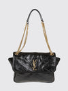 quilted crinkled leather shoulder bag with ysl monogram
