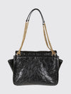 quilted crinkled leather shoulder bag with ysl monogram