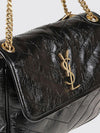 quilted crinkled leather shoulder bag with ysl monogram
