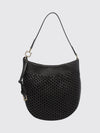 medium hobo bag in woven calfskin with logo shoulder strap