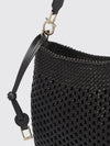 medium hobo bag in woven calfskin with logo shoulder strap