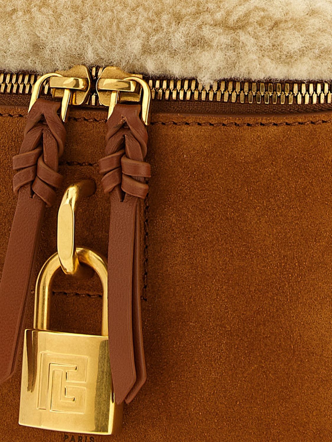 pulse vanity mini bag in shearling and suede leather