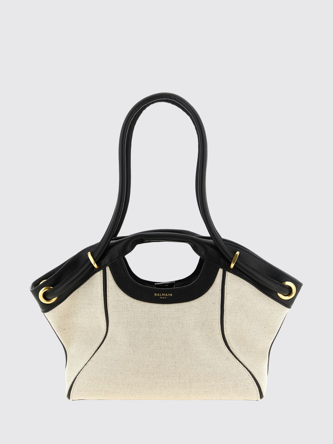 linen and cotton tote bag with four handles and inner pouch