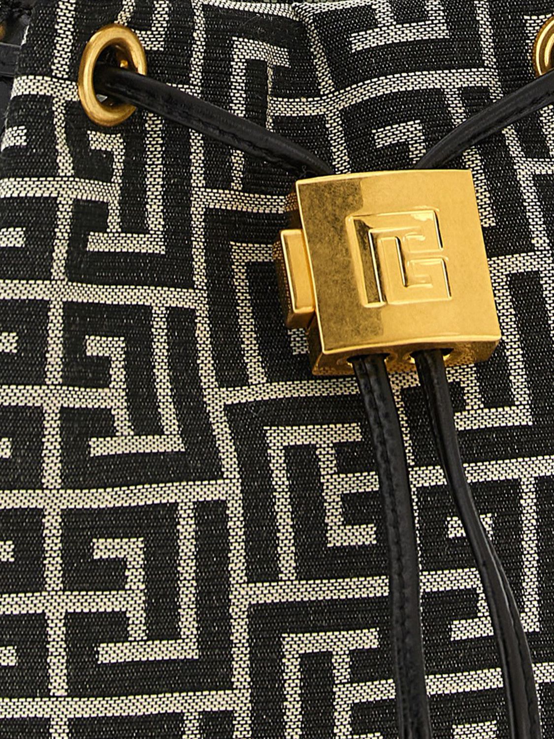 pulse mini bucket bag with pb monogram and padlock
