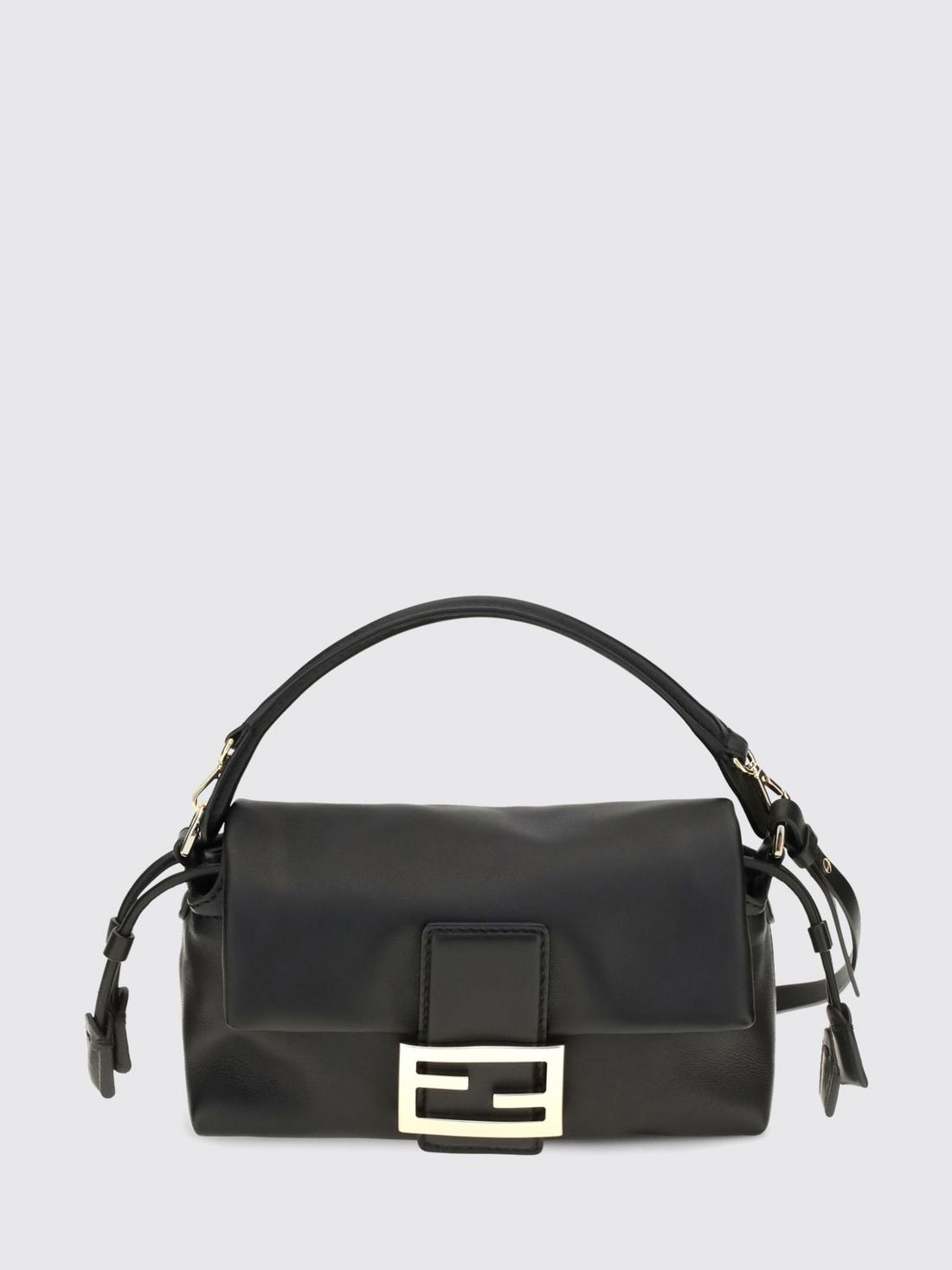 FENDI OS baguette mini bag in nappa leather with drawstring closure and ff logo