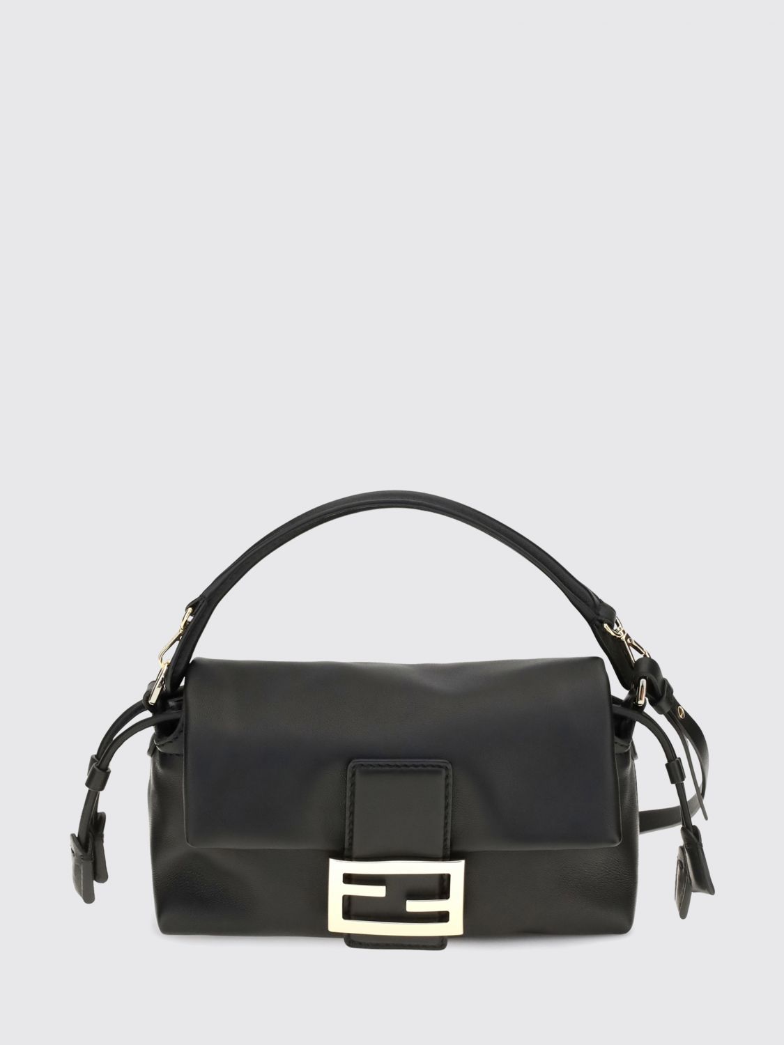 baguette mini bag in nappa leather with drawstring closure and ff logo