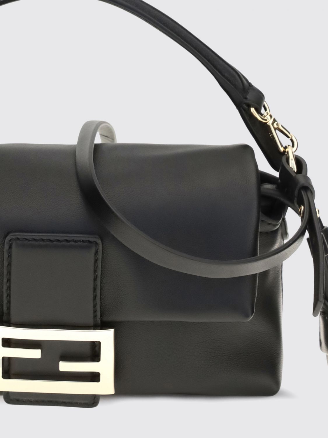 baguette mini bag in nappa leather with drawstring closure and ff logo