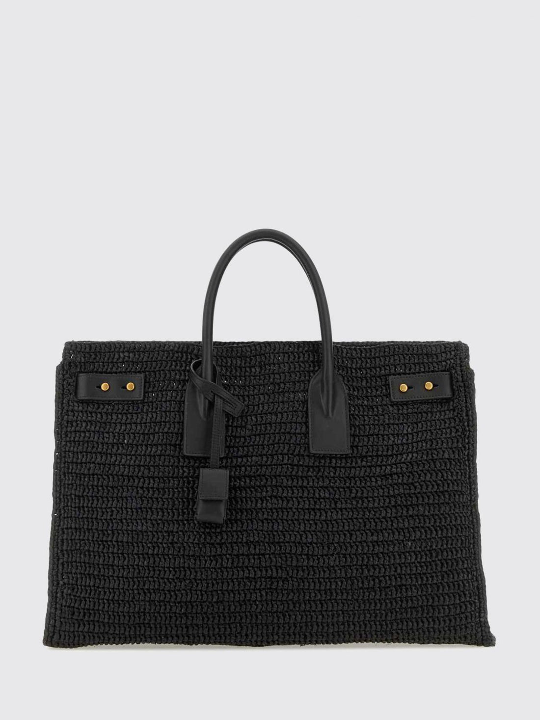 SAINT LAURENT OS sac de jour handbag in crochet raffia and calfskin leather