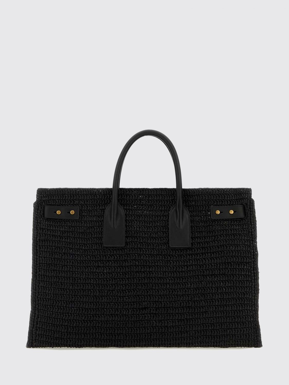 sac de jour handbag in crochet raffia and calfskin leather