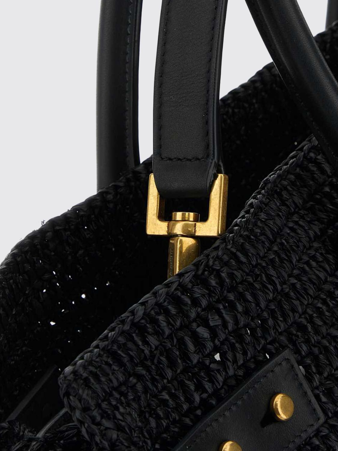 sac de jour handbag in crochet raffia and calfskin leather