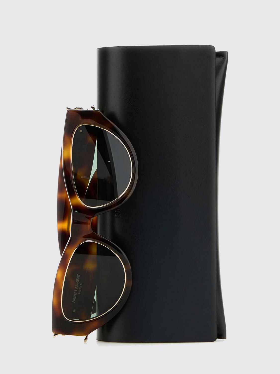 tortoiseshell acetate cat-eye sunglasses with ysl logo on temples