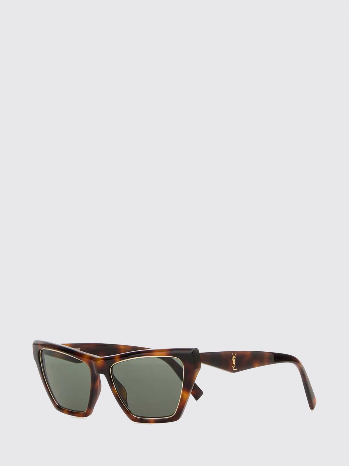 tortoiseshell acetate cat-eye sunglasses with ysl logo and rectangular shape