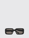 rectangular black acetate sunglasses with printed logo on the temples