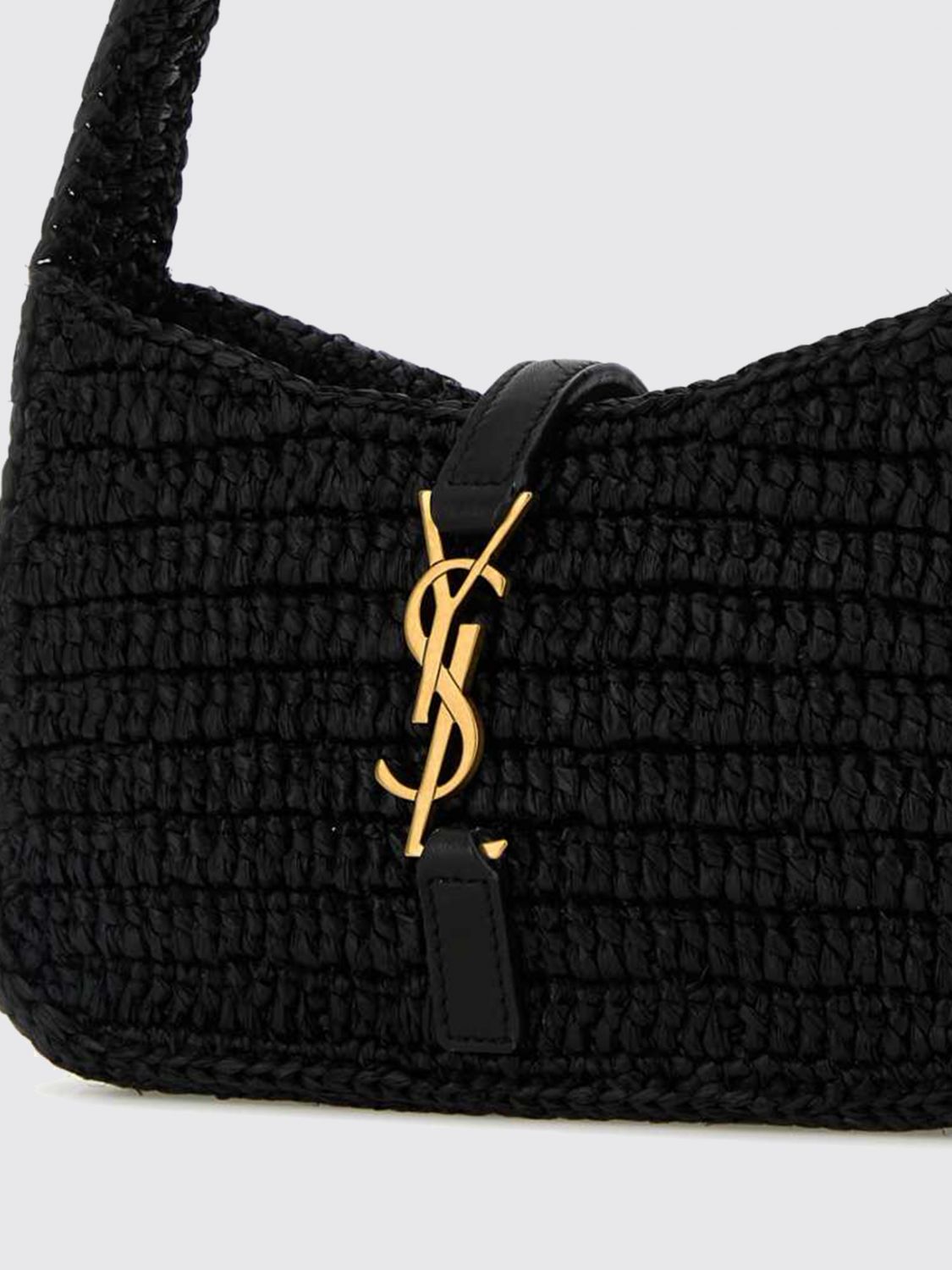le 5 à 7 crochet raffia mini bag with ysl monogram