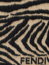zebra print pure wool scarf with jacquard logo and fringed hem