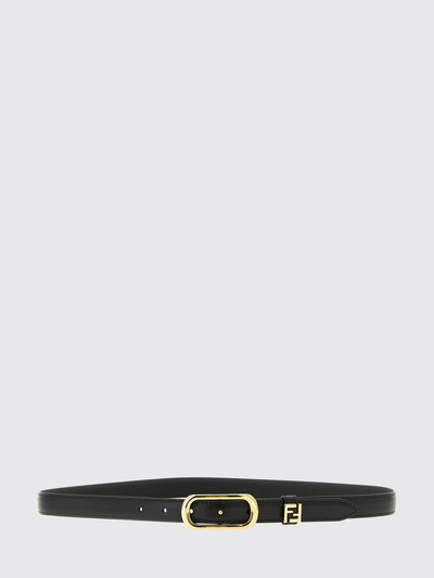 slim calfskin leather belt with metal ff monogram buckle
