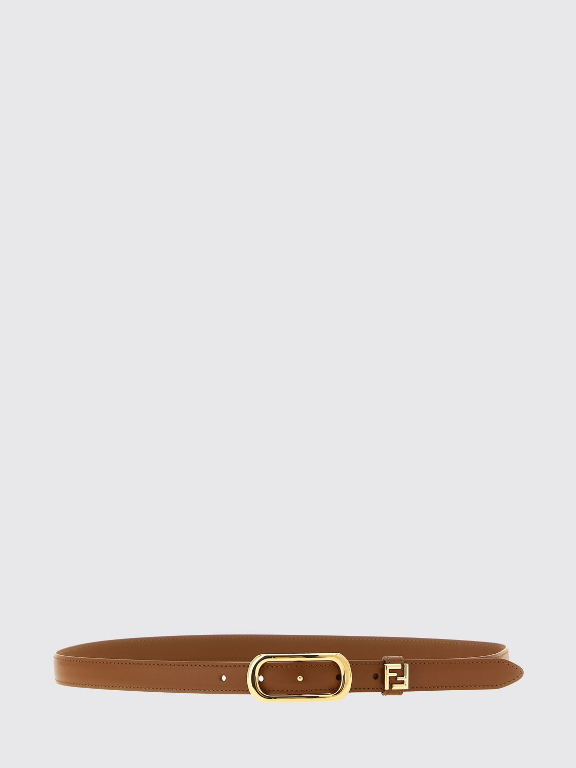 slim calfskin leather belt with metal ff monogram buckle