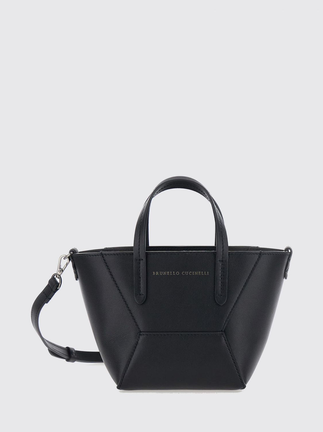 BRUNELLO CUCINELLI OS leather mini handbag with double handle and removable strap