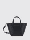 leather mini handbag with double handle and removable strap