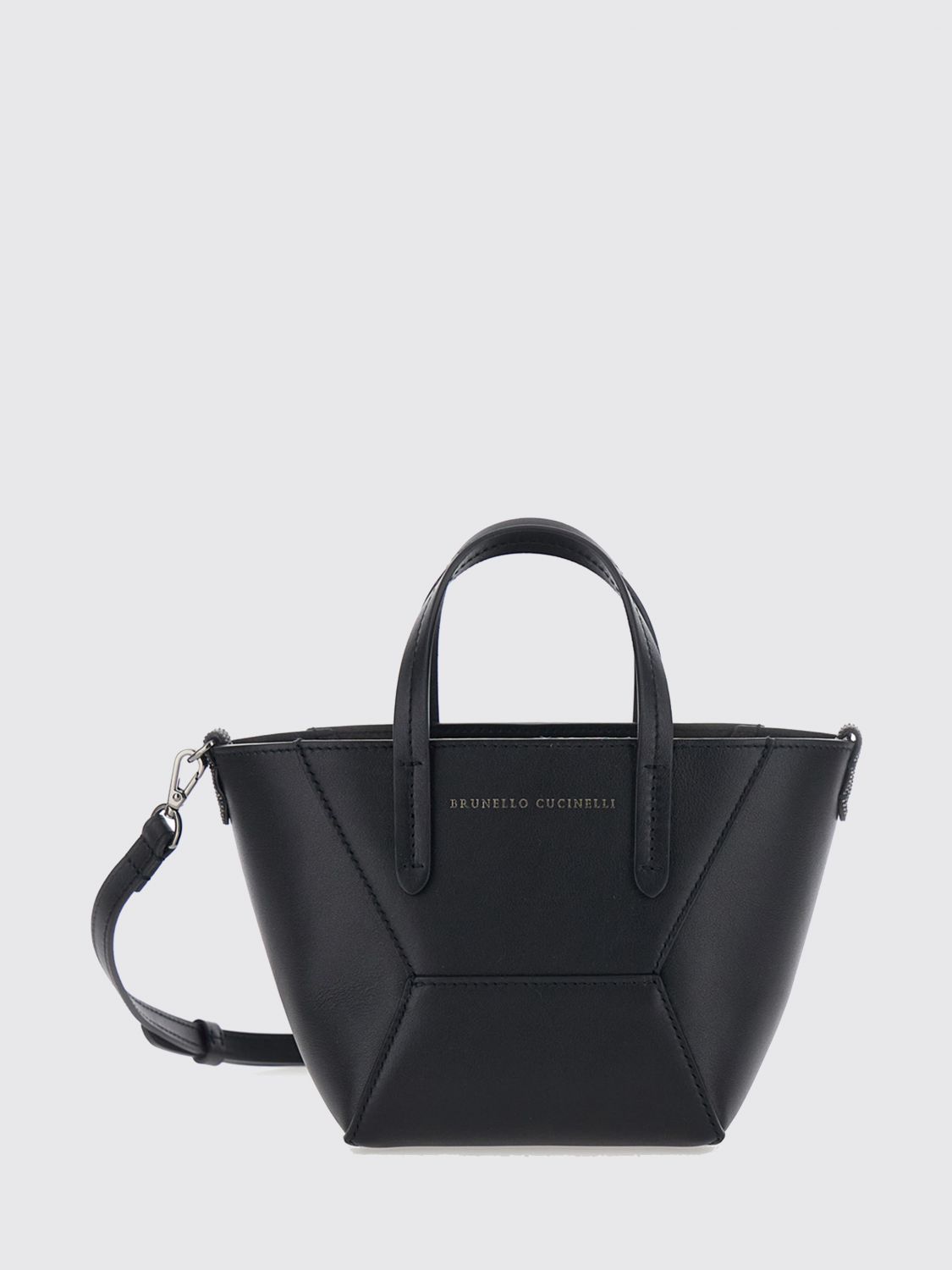 leather mini handbag with double handle and removable strap