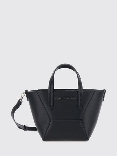 leather mini handbag with double handle and removable strap