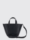 leather mini handbag with double handle and removable strap