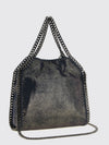 small falabella faux suede handbag with chain trim