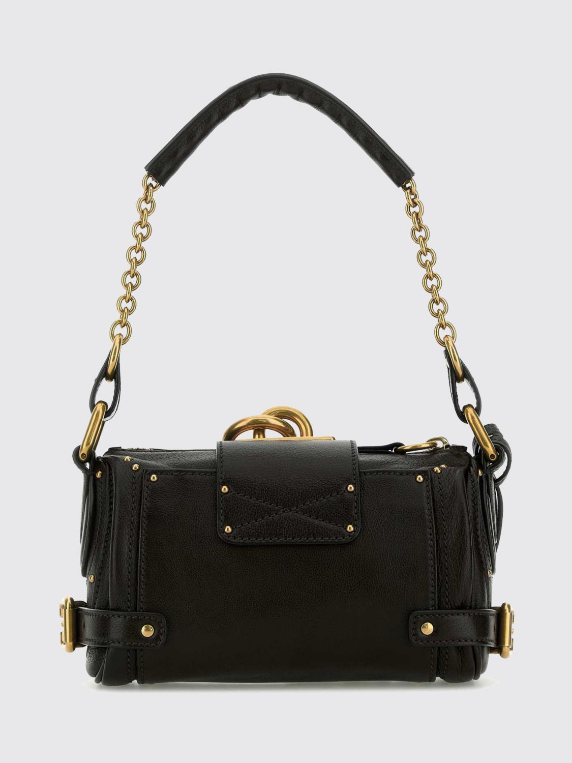 paddington grained leather mini shoulder bag chloé with padlock