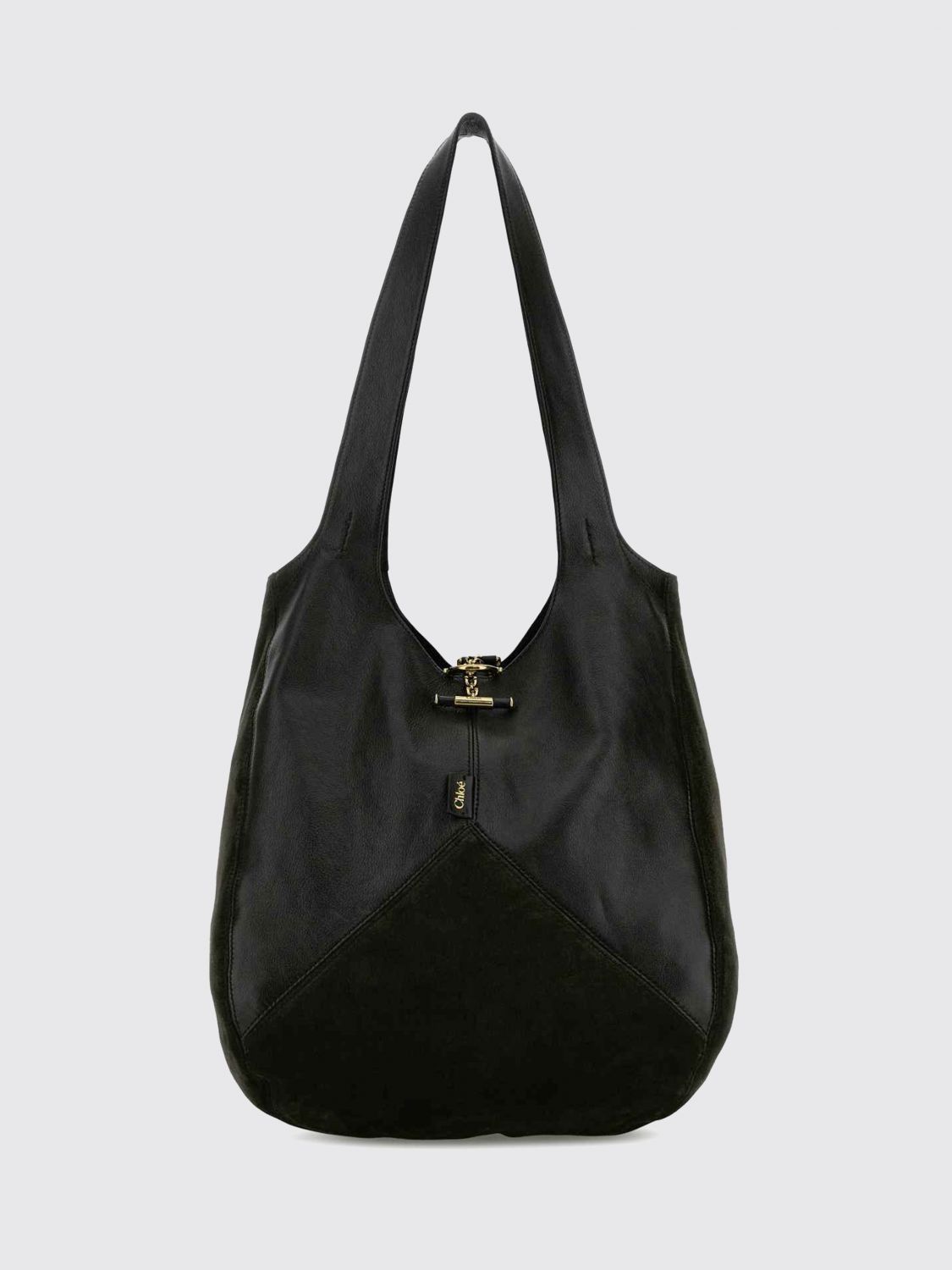 large balloon shoulder bag chloé in suede and grained leather