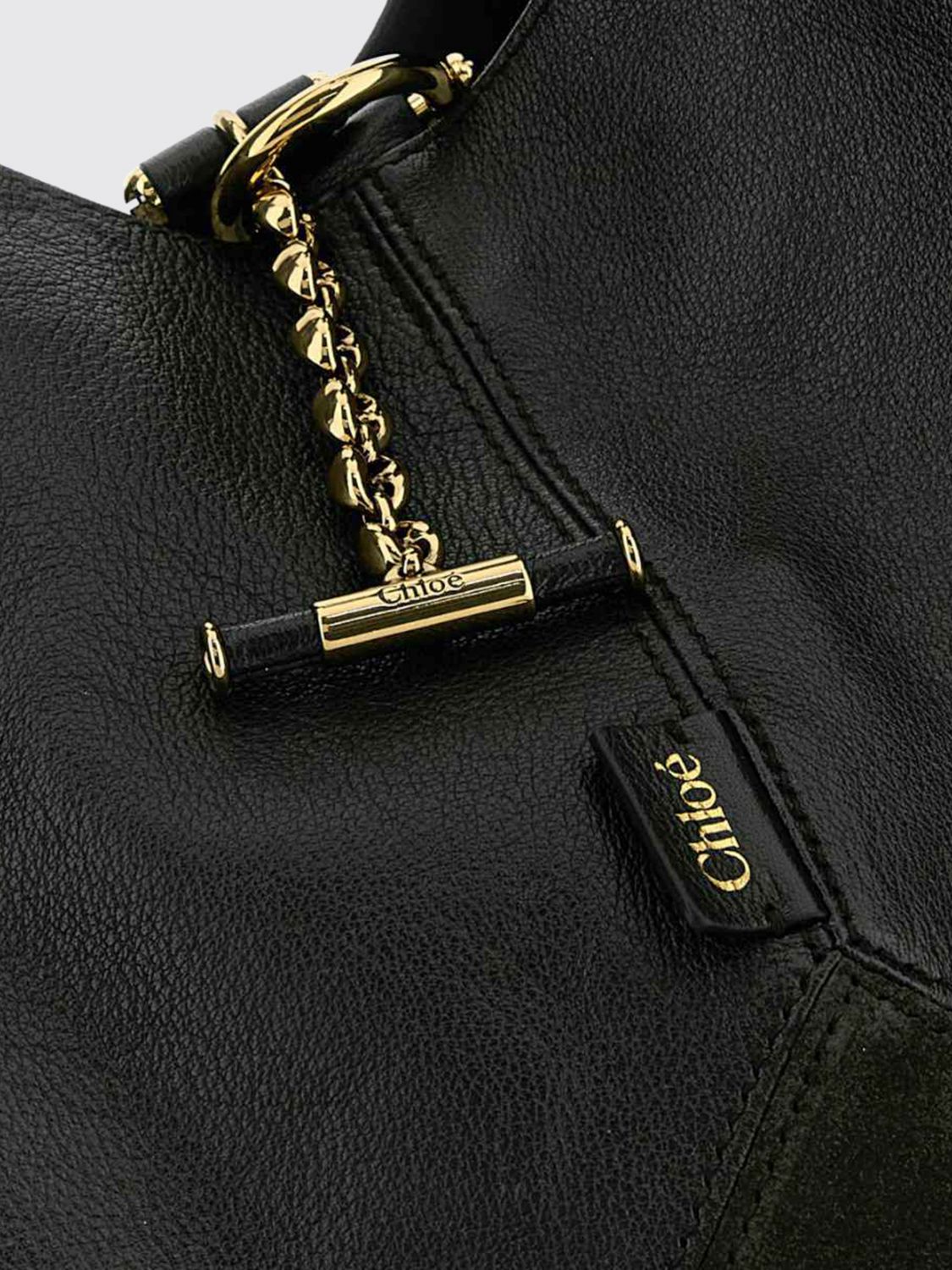 large balloon shoulder bag chloé in suede and grained leather