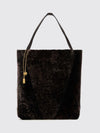 spin shearling tote bag chloé with double handle and metal logo