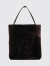 spin shearling tote bag chloé with double handle and metal logo